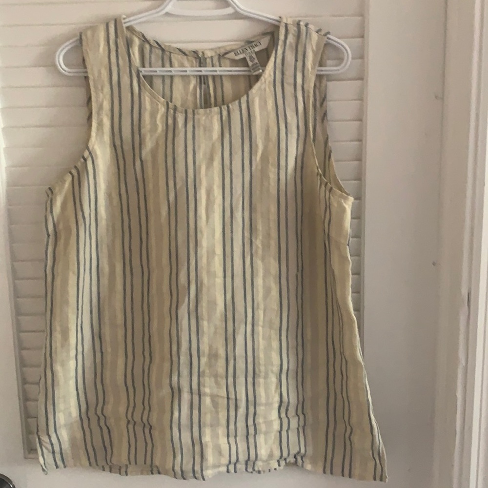 NWOT Ellen Tracy linen top with stripes.
